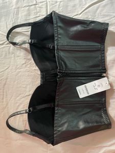 Faux Leather Corset Top &amp; Pants Set