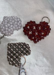 Red Beaded Heart Keychain