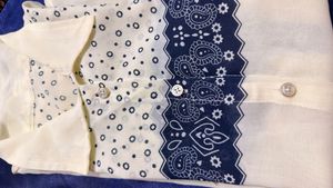 Cream &amp; Navy Print Button-Up Shirt