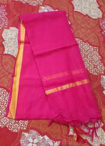 Vibrant Pink Dupatta with Golden Accents