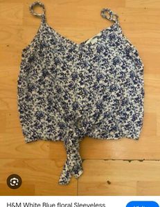 Blue Floral Knot Front Cami Top