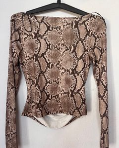 Snake Print Cowl Neck Top