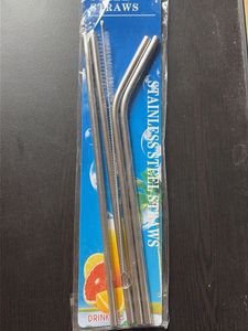 Stainless steel straws - pack of 4 with clea