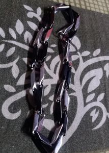 Mens Silver And Black Chain And Bracelet