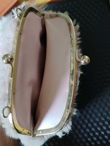 Fuzzy Side Purse With Chain