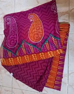 XL Orange Kurta with Purple Border