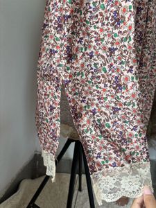 Floral Print Lace Trim Dress
