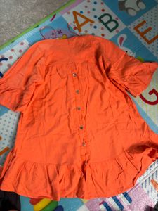 Bright Orange Ruffled Tunic Top
