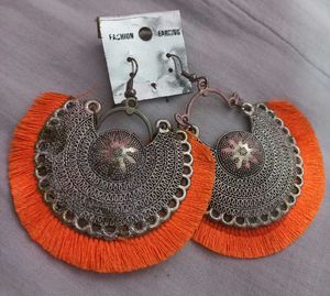 Orange Tassel oxidised Earrings 🔸️