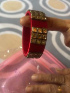 Red Bangle with Rhinestones