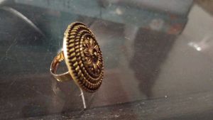 Golden Oxidised Round Ring