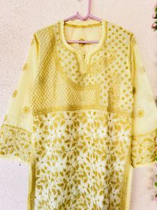 Elegant Yellow Chikankari Kurta