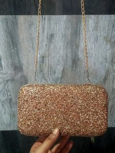 Sparkling Gold Beaded Clutch