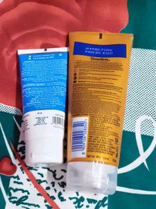 the derma co face wash and Vaseline sunscreen comb