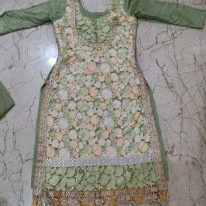 Green Floral Kurta Set