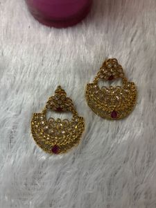 Exquisite Gold-Plated Chandbali Earrings