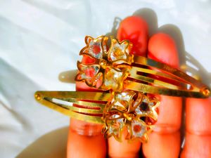 Golden Crystal Hairclips