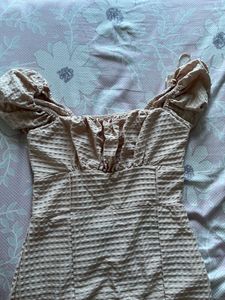 Cute Textured Puff Sleeve Dress