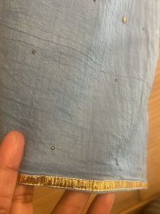 Shaded Blue Full Dupatta With Badhla Work