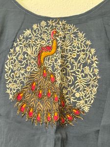 Embroidered Peacock Kurta