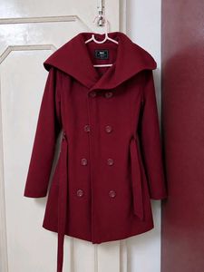 Women's Maroon Double-Breasted Coat