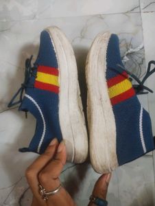 Comfortable Blue Knit Sneakers