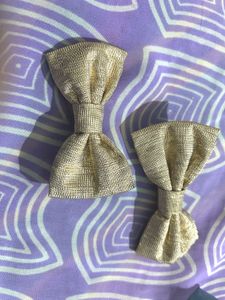 Sparkling Gold Bow Hair Clips