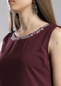 W Brand Elegant Maroon Embroidered Kurta