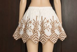 Boho Embroidered Eyelet Mini Skirt