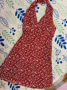 Chic Red Floral Mini Dress❤️‍🔥
