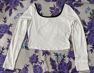 White Long Sleeve Cropped Top