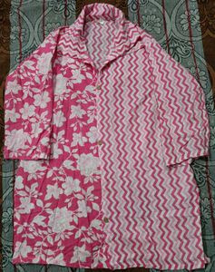 Pink Floral & Zigzag Print Kurta