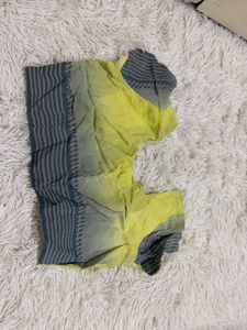 Yellow Striped Saree with Blouse