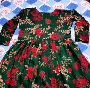 Green Floral Print Kurta Set