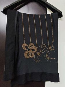 Elegant black dupatta with Gold Embellishments