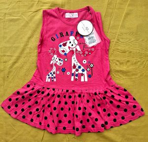 Pink Cute Giraffe Print Baby Dress