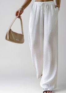 White Flowy Wide Leg Pants