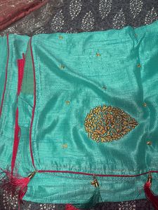 AQUA TURTOISE &amp; RANI PINK  EMBROIDERED