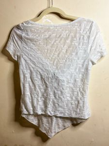 Chic White Tie-Front Cropped Top