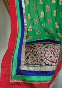 Green &amp; Gold Embroidered Dupatta Never Used