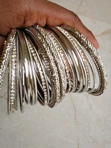 Elegant Silver Bangles Set