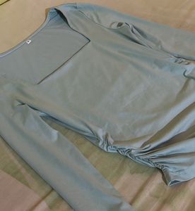 Light Blue Ruched Long Sleeve Top