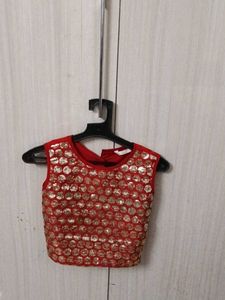Vibrant Red lehnga choli with Gold Border