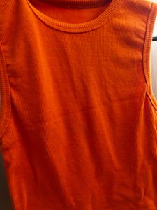 Vibrant Orange Ribbed Tank Top