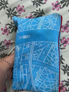 Blue Travel Pouch with City Map Print