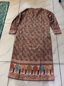 Woolen Printed Kurta Set with Shawl
