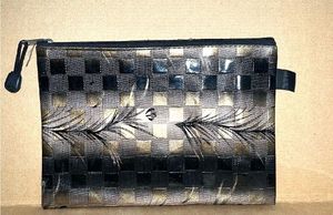 Stylish Woven Pouch with Feather Design