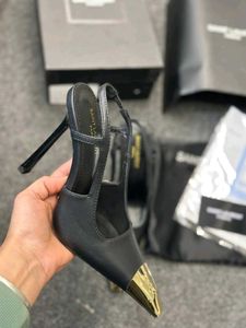 YSL Saint Laurent White &amp; Gold Heels
