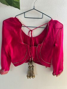Heavy Bridal Vibrant Pink Ethnic Blouse