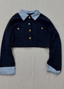KOREAN PATCHWORK NAVY JACKET SET UP